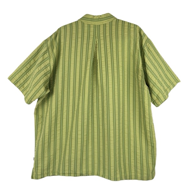 REI Shirt Short Sleeve Button Up Mens XL Green Stripe Cotton Blend Gorpcore - Picture 5 of 9